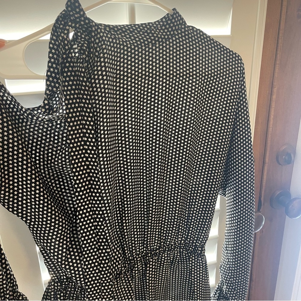 Robert Rodriguez Star Print Cold Shoulder Silk Dress, Small - Picture 10 of 15